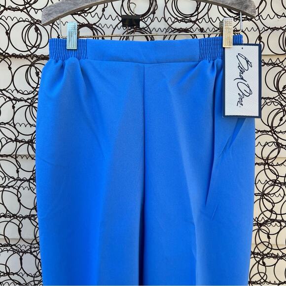 Vintage 80s 90s cornflower blue bend over elastic waist Grandma pants - Picture 3 of 4
